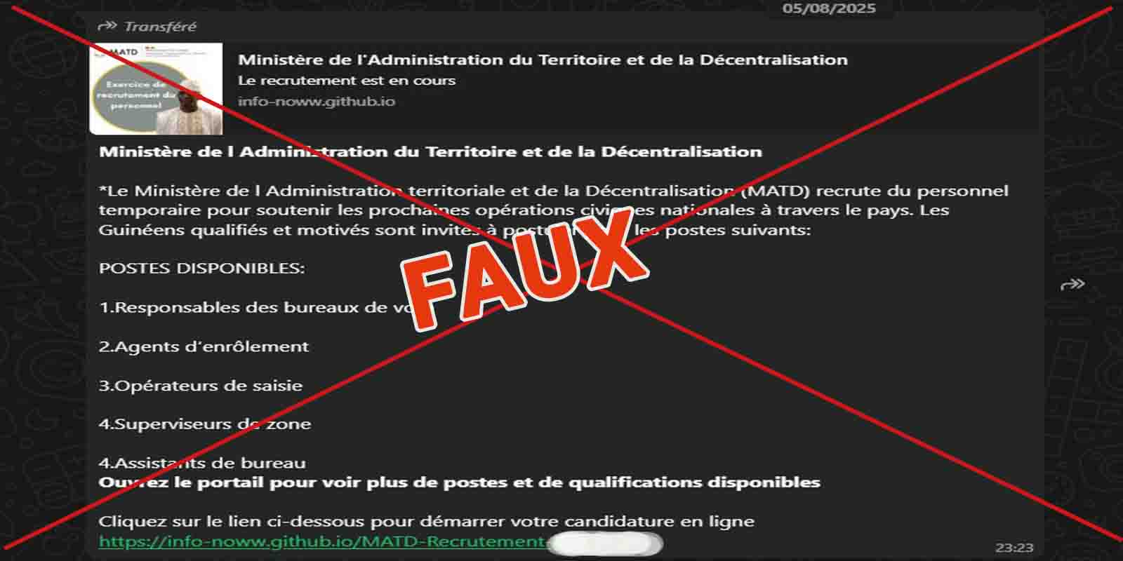 Ne vous faites pas avoir, ce lien n’est pas un appel à recrutement ...