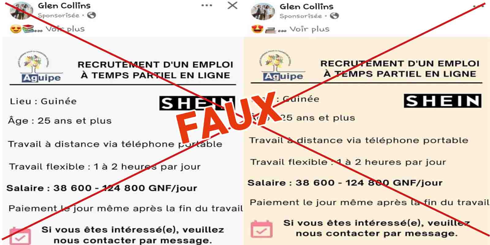 Faux, l’AGUIPE n’a annoncé aucun recrutement pour « des emplois à temps ...